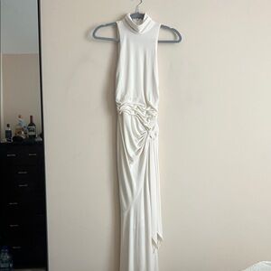 Cinq a Sept White Sleeveless Draped Maxi Dress